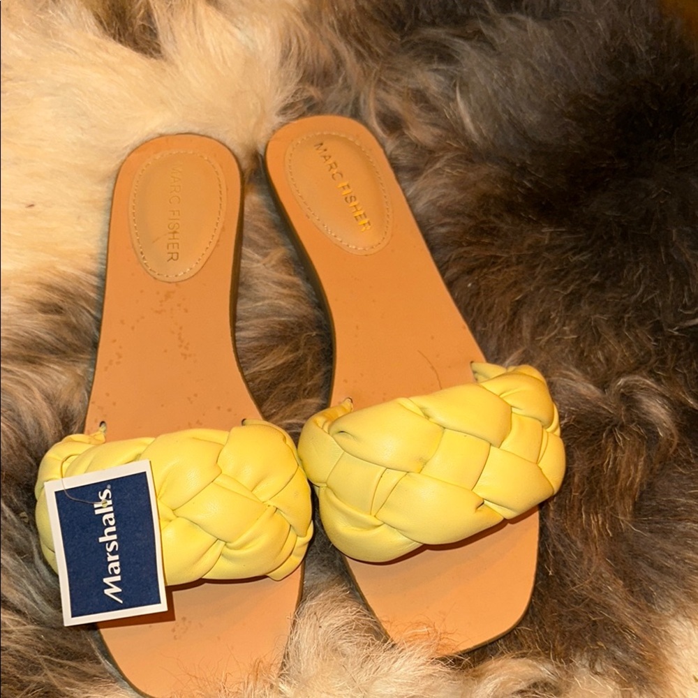 Marc Fisher Yellow Braided Sandals